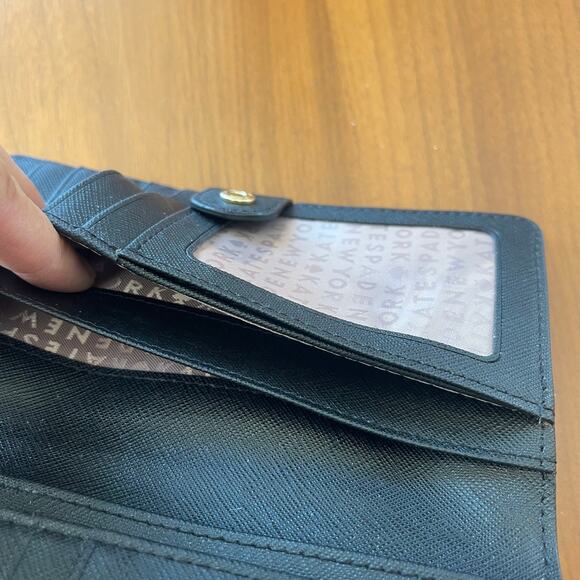 Kate Spade New York Laurel Way Neda Continental Snap Wallet Chalk Black Leather - Picture 8 of 8